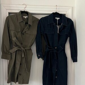 NWT set of 2 belted button front dresses
